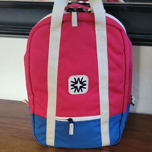 Kids Two-Tone Pink and Blue Backpack with Cream Straps